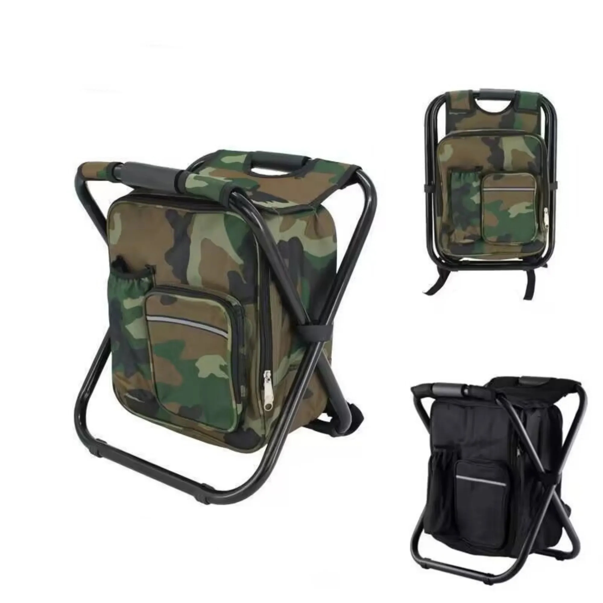 Folding Stool Backpack Insulated Cooler Bag 2