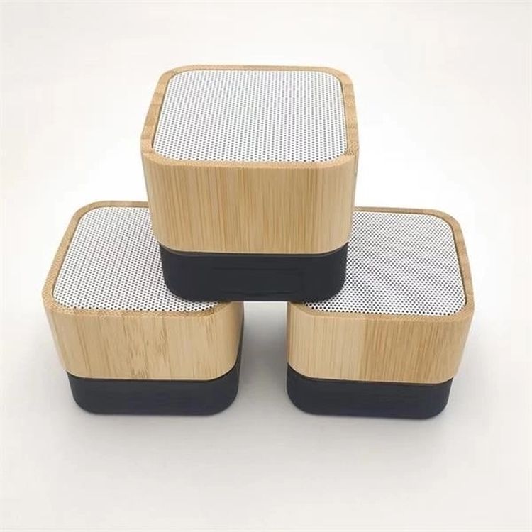 Portable Bamboo Bluetooth Cube Speaker 2