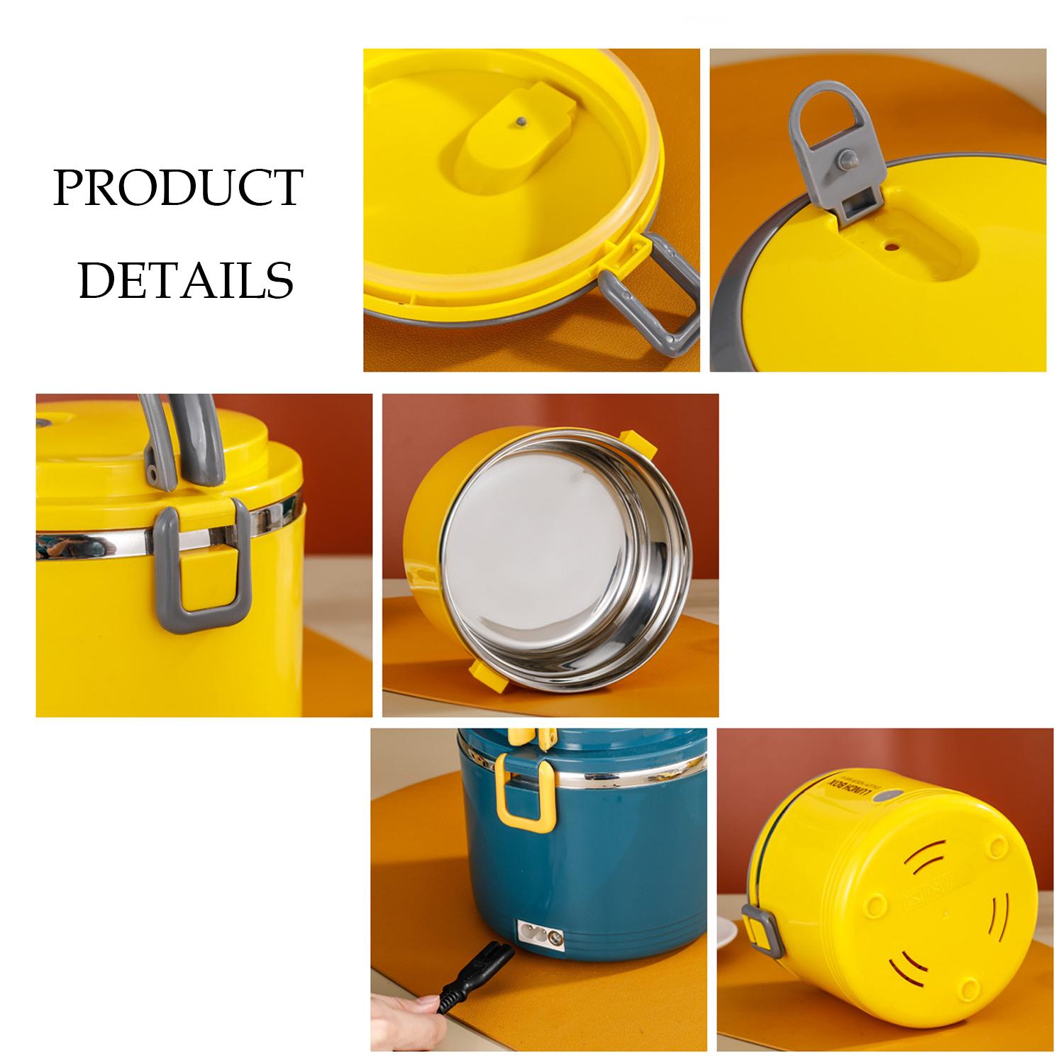 Home Car Insulation Electric Stainless Steel Lunch Box 7