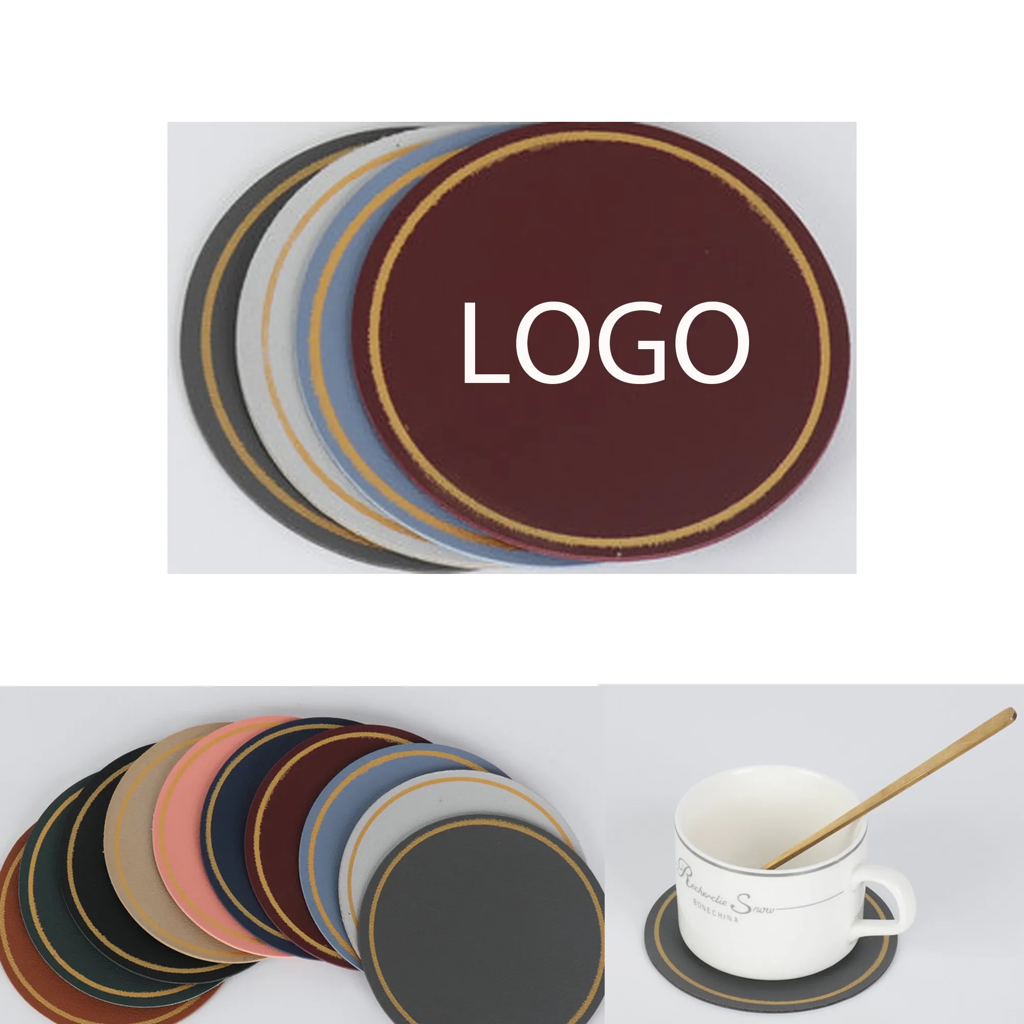Round Leather Insulated Drinking Coasters 5