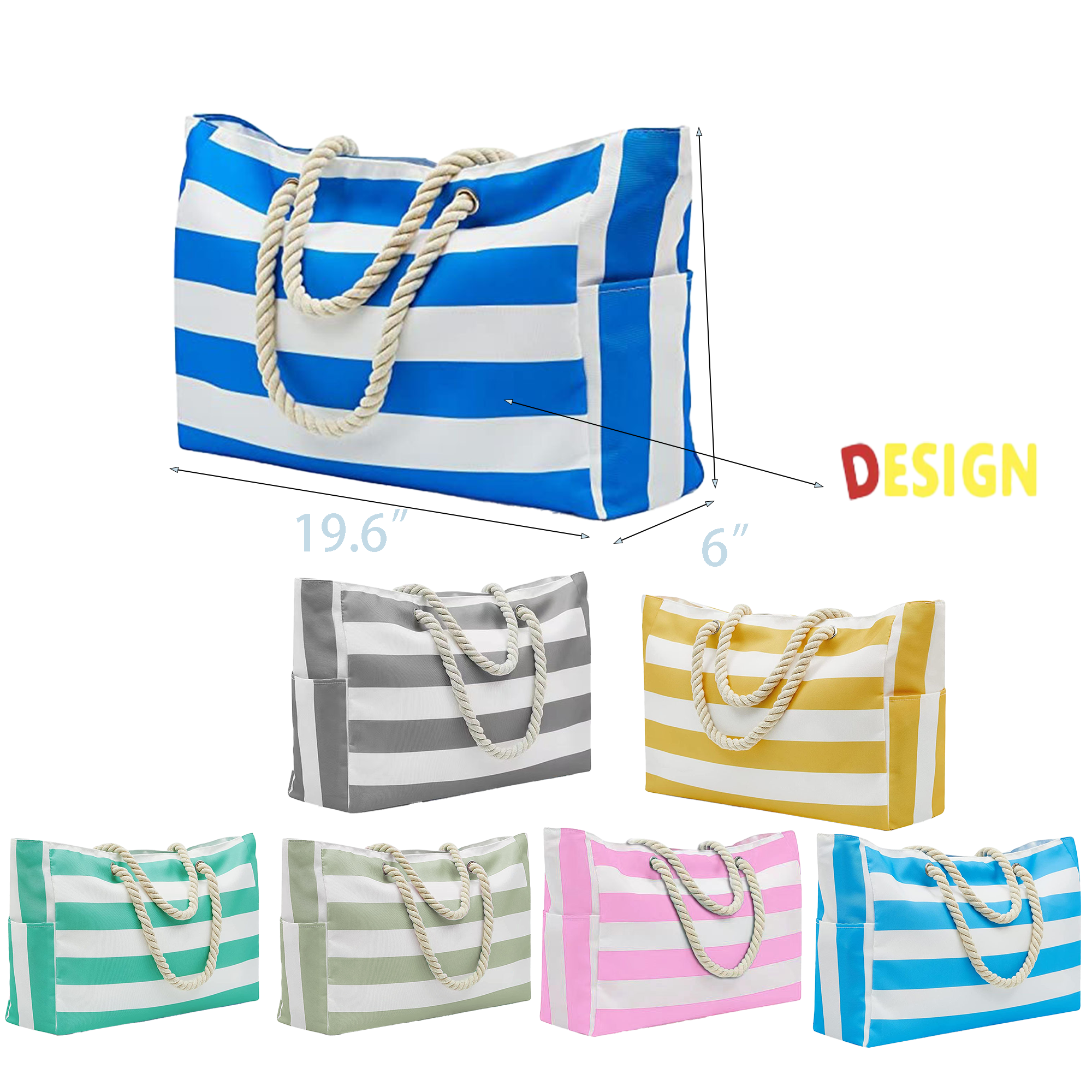 Striped Fashion Tote Bag 1