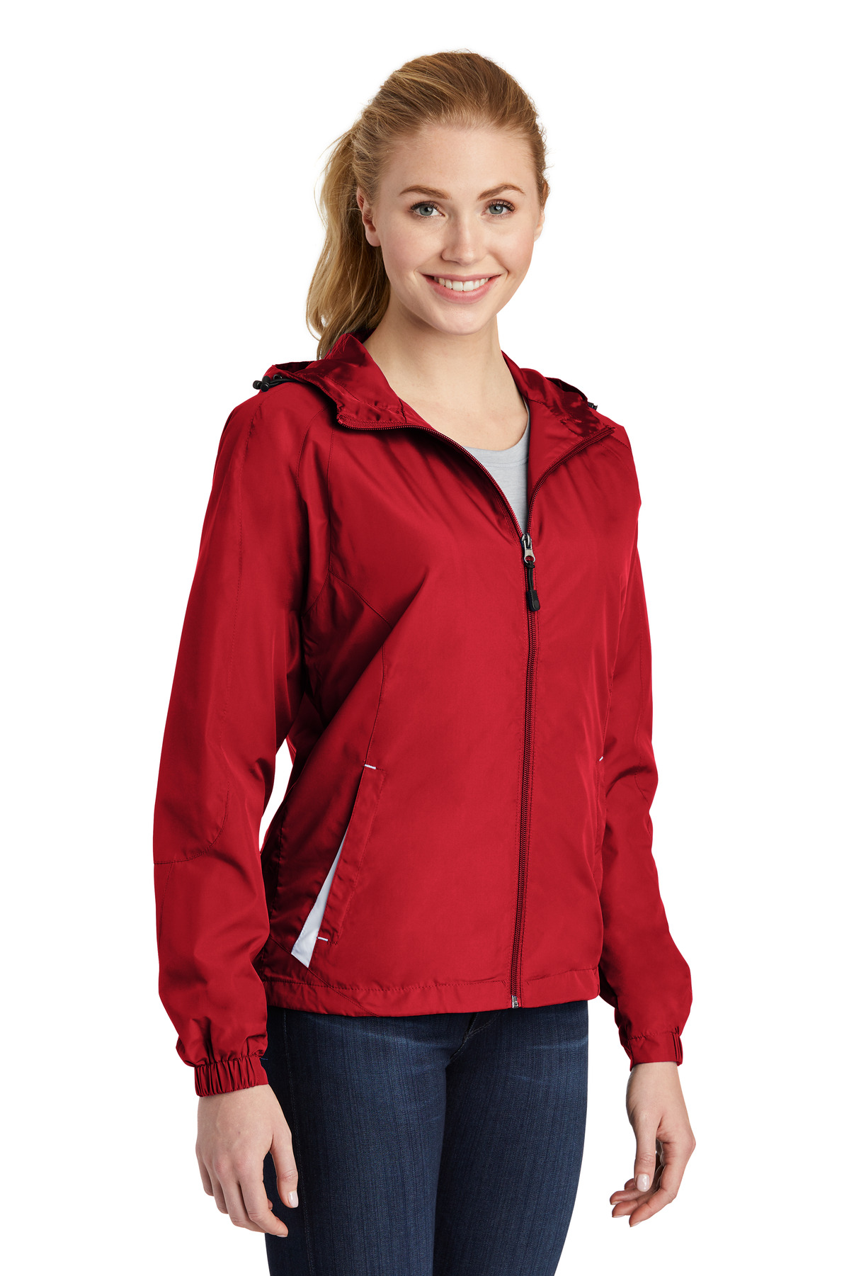 Sport-Tek Women's Colorblock Hooded Raglan Jacket. LST76 36
