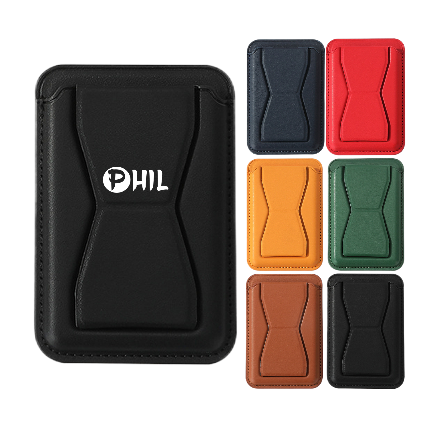 Magnetic removable PU leather card wallet with phone holder 1