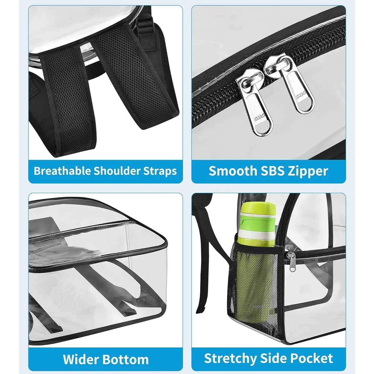 Clear Mini Backpack Stadium Approved Lightweight Waterproof 5