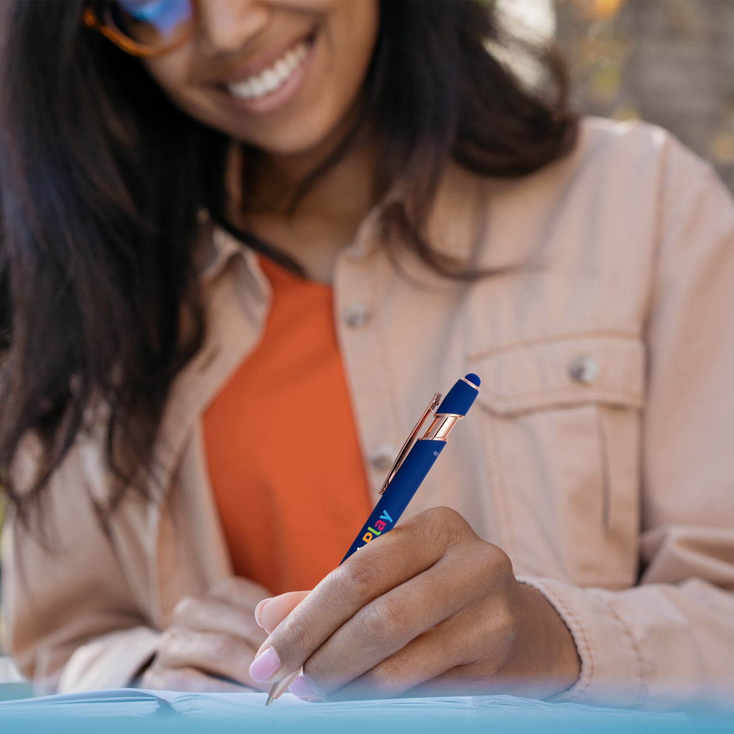 Lexi Stylus Satin Soft Touch Gel Click Pen - Rose Gold (Recycled Aluminum) 3