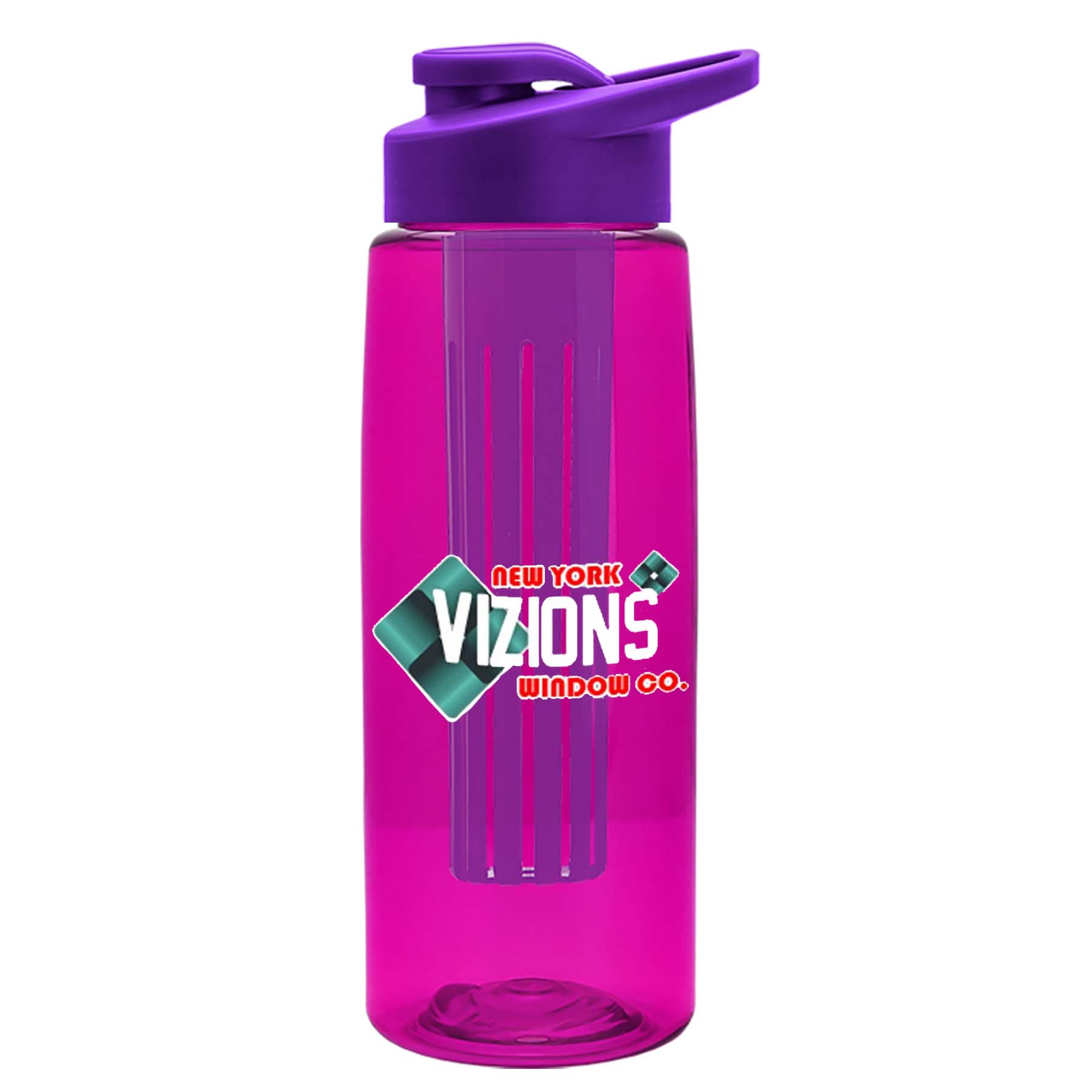 The Flair - 26 oz. Transparent Tritan Bottle with Drink thru , Large infuser, and Digital Imprint 6