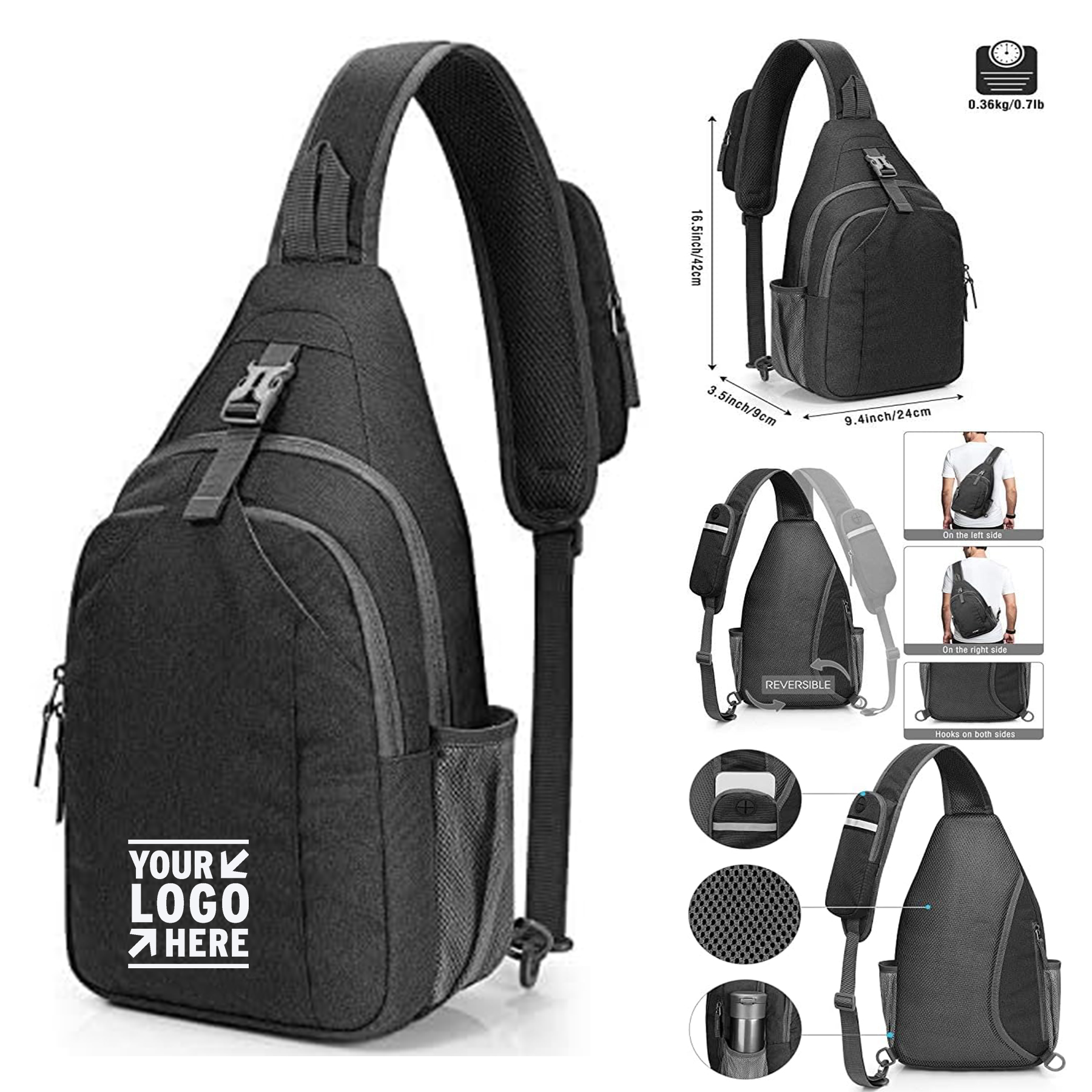 Portable RFID Blocking Backpack Crossbody Chest Sling Bag Daypack 2