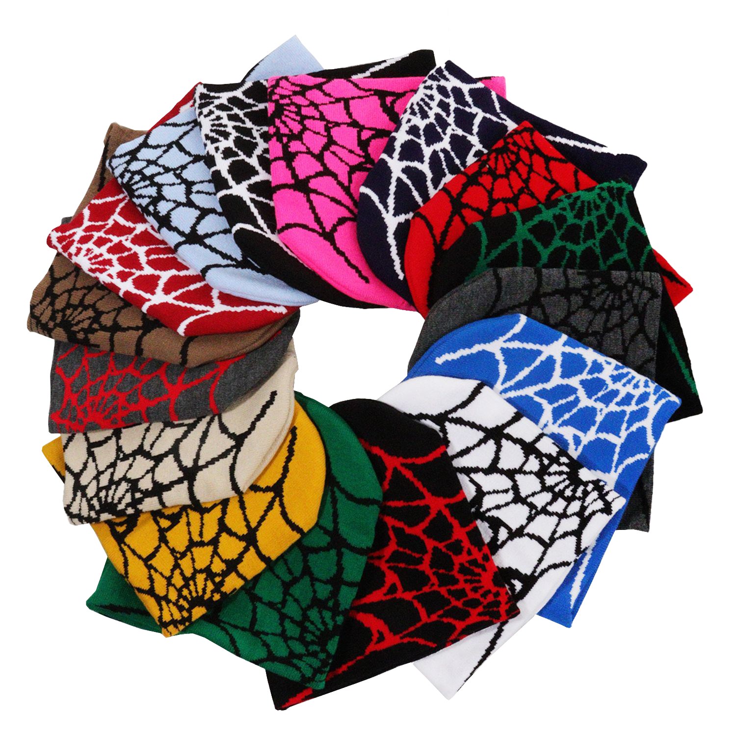 Knitted Beanie w/ Spider Web Design 3