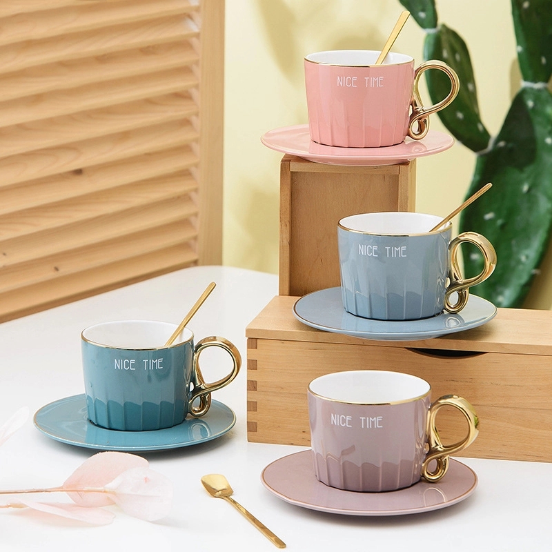 Custom 8 oz Ceramic Coffee Mug Saucer Set 8