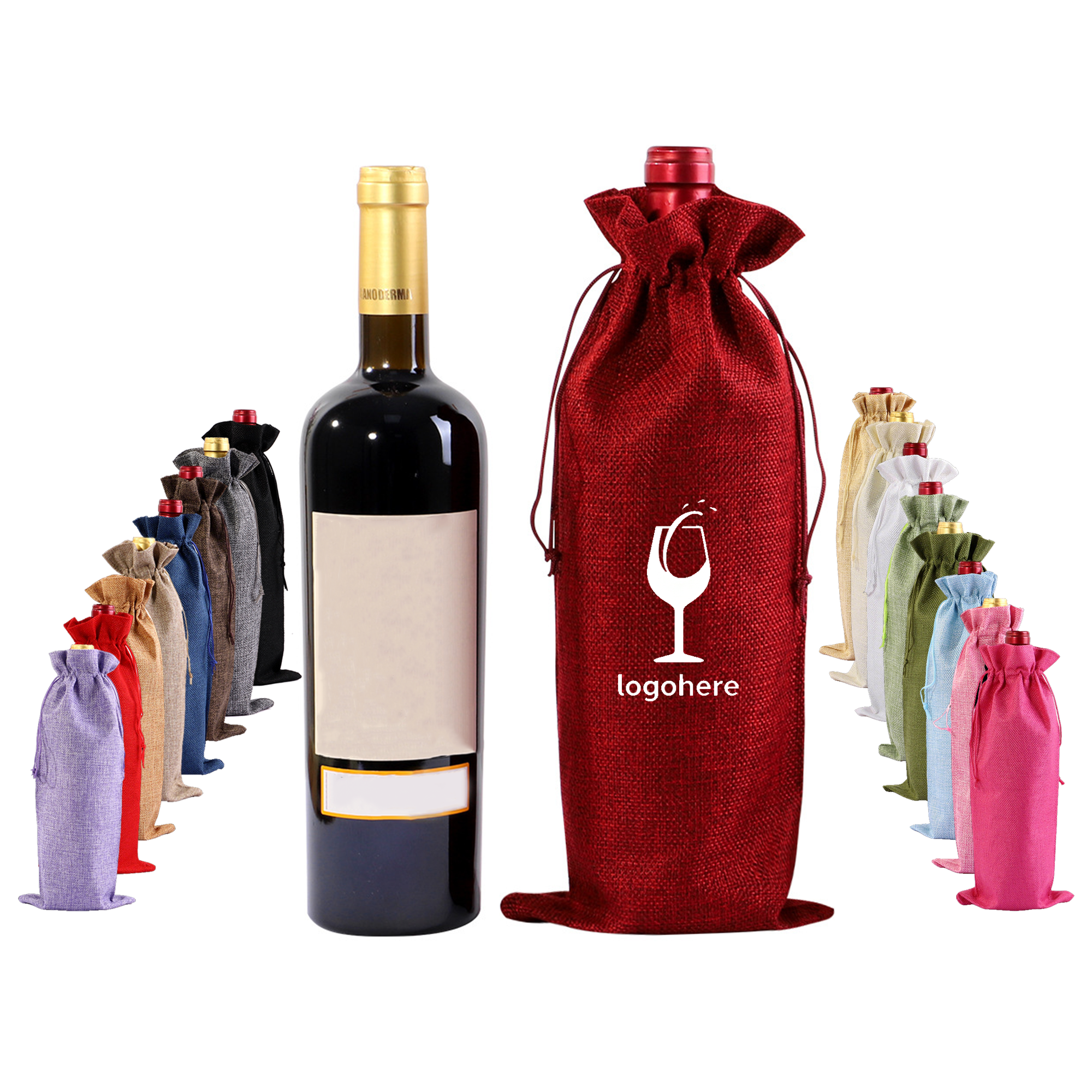 Holiday Wine Bag with Drawstring 1