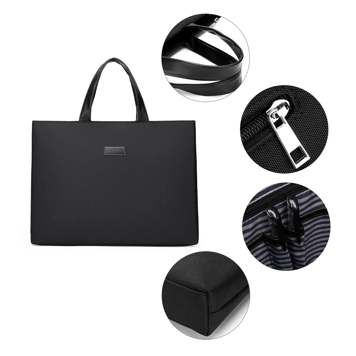 14 Inch PU Leather Business Laptop Tote Bag Top Handle 3