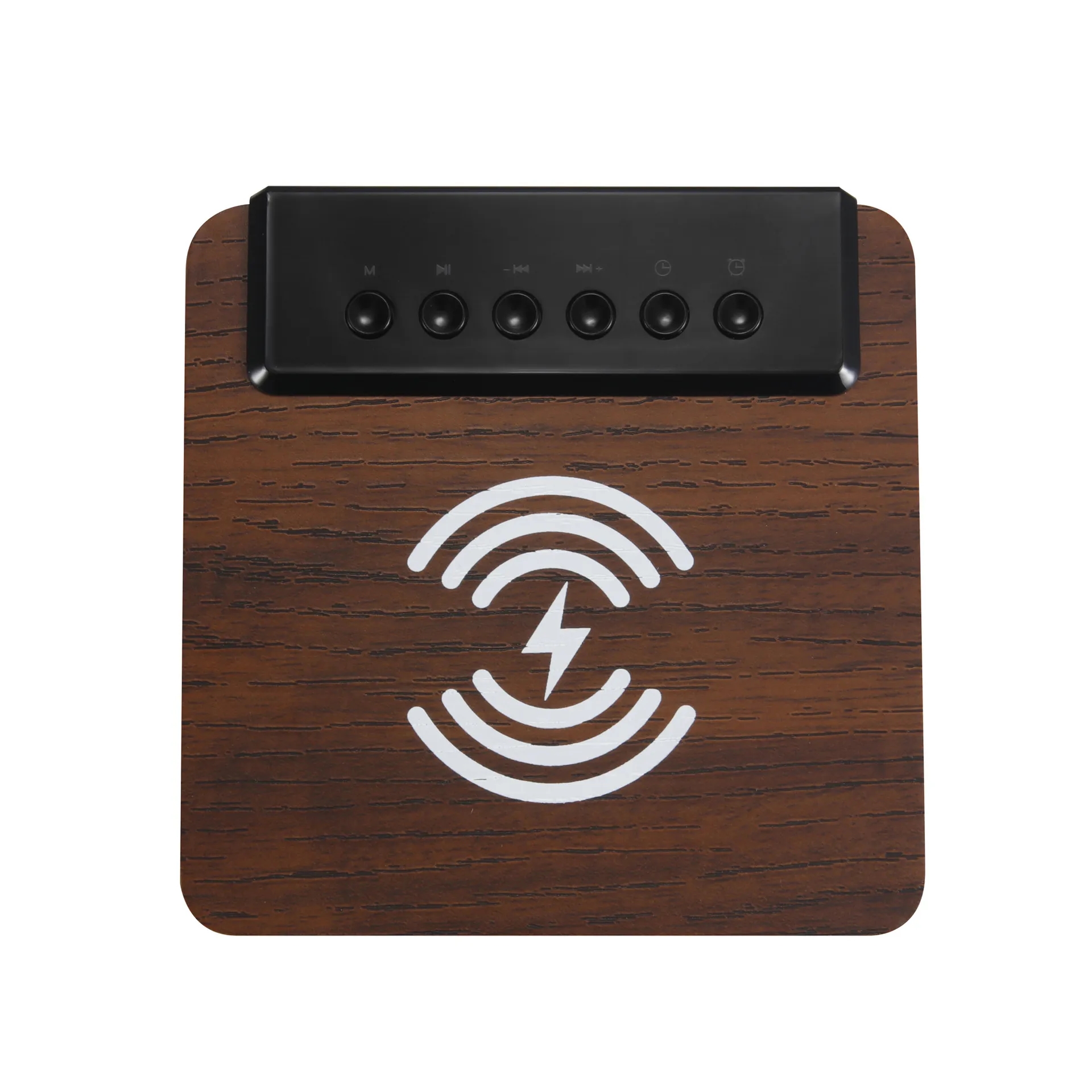 Wooden Digital Alarm Clock with Wireless Charging 3