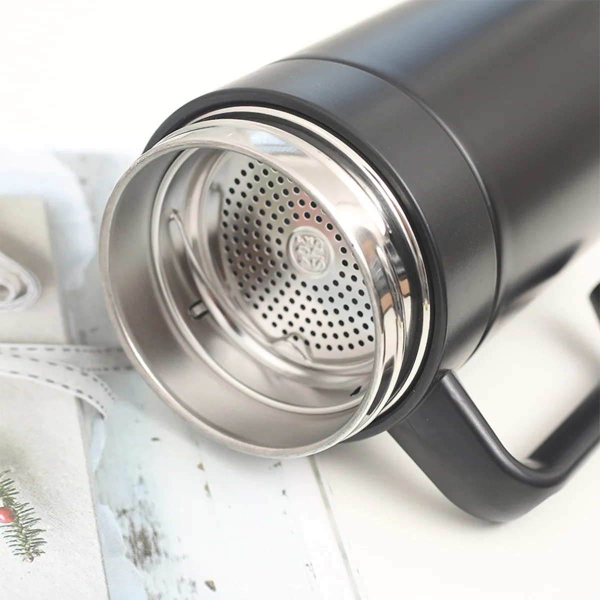 Business Office Vacuum Insulated Water Bottle Cup w/ Handle, custom water bottle with logo imprint 9
