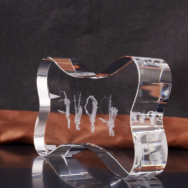 Bone Shape 3d Laser Crystal Trophy 2