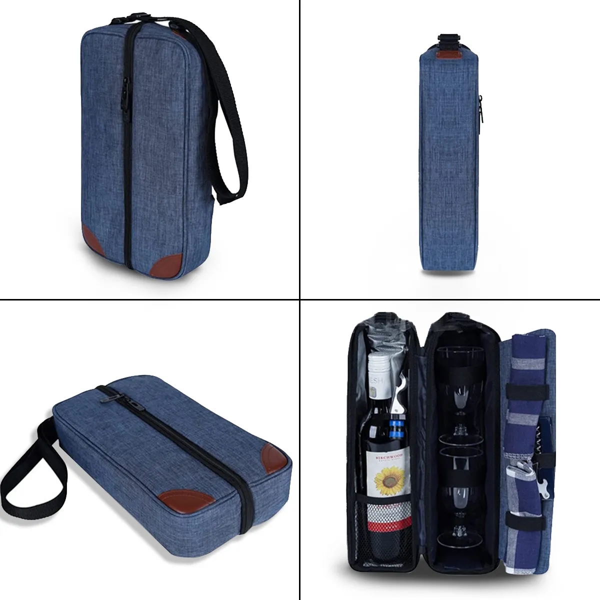 Wine Tote Bag with Cooler Compartment & Picnic Set 5