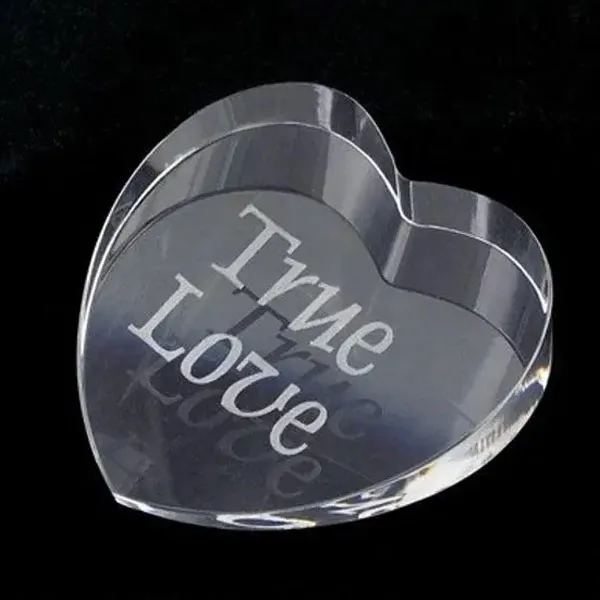 Crystal Clear Slant Heart Paperweight Award 3