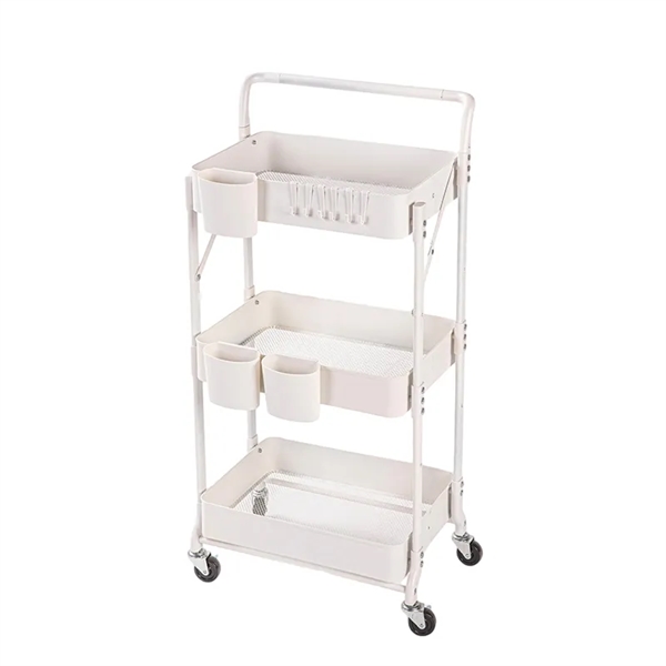 Versatile Three-Tier Movable Storage Shelf With Armrests 1