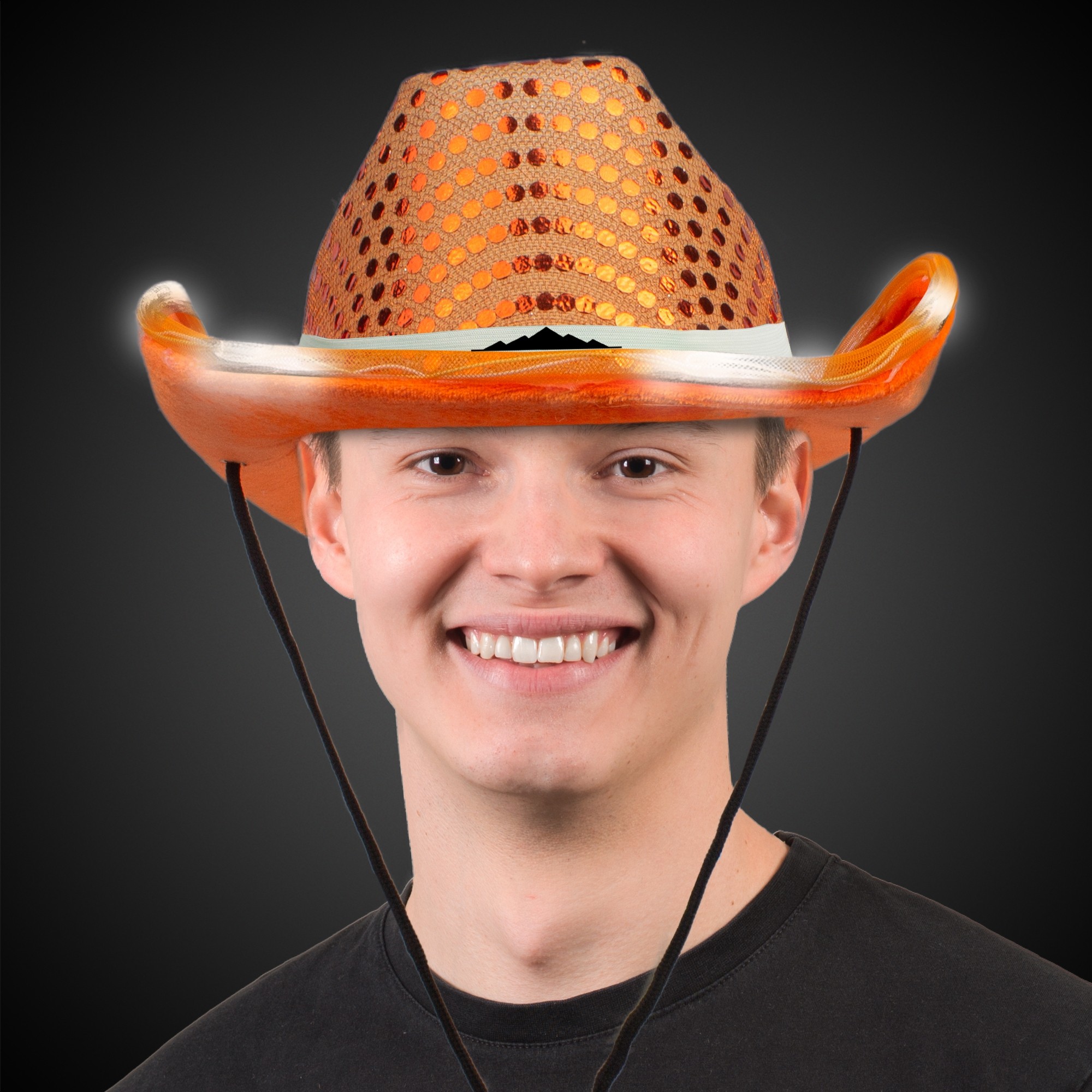 LED Orange Sequin Cowboy Hat(Blank)