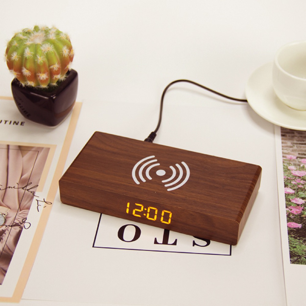 Eco Wireless Charging Alarm Clock W/Temp 6