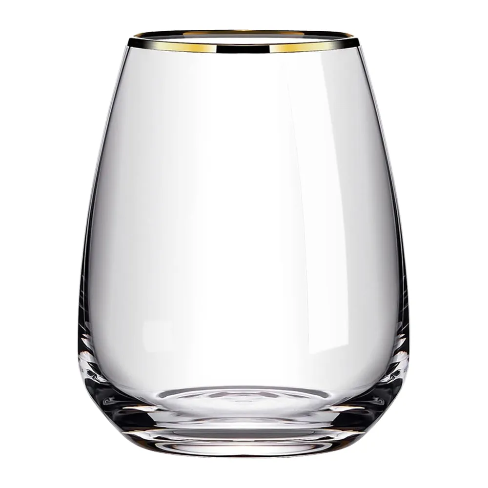 15oz. Gold Rimmed Stemless Wine Glass 4