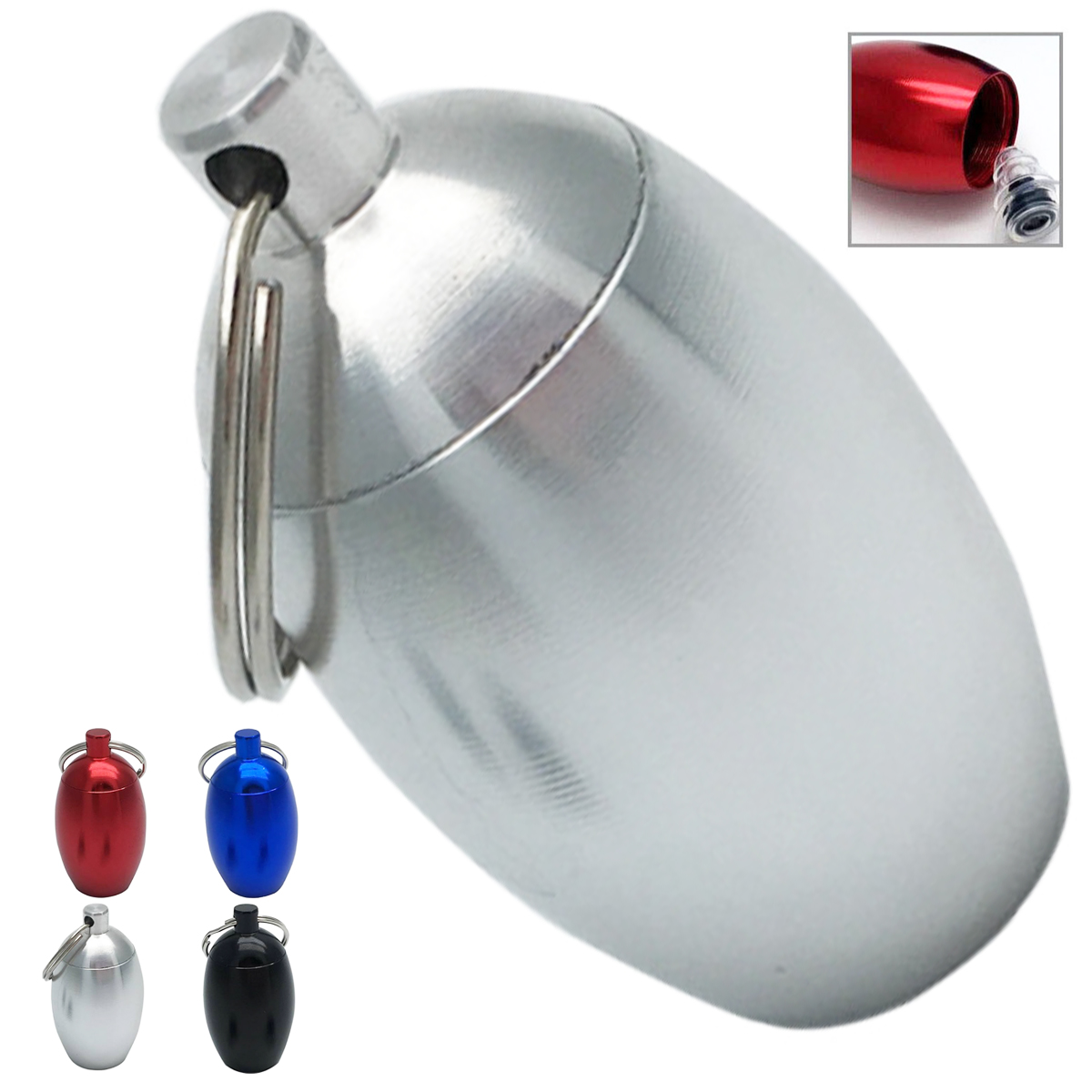 Oval Egg-Shaped Metal Pill Case Keychain & Storage 3