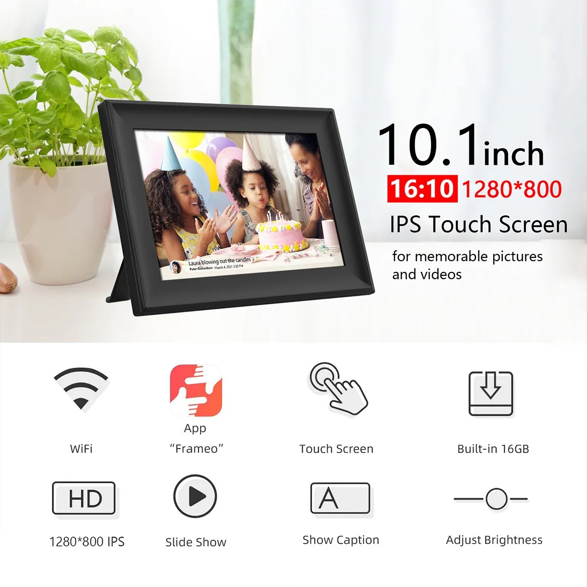 Smart Wifi Digital Photo Frame FHD Touch Screen 16G Cloud 6