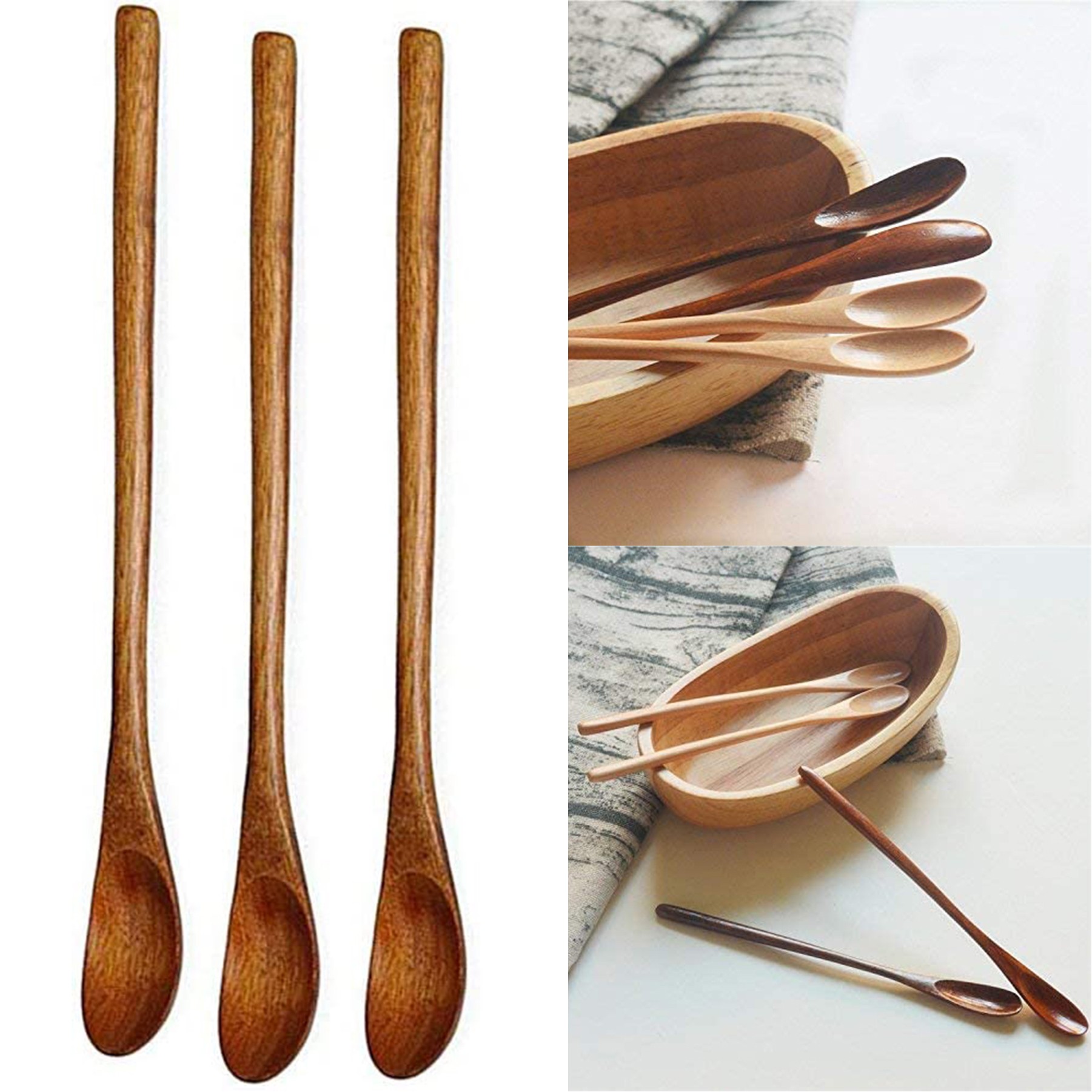 6 Inches Long Wooden Mixing Spoons 2