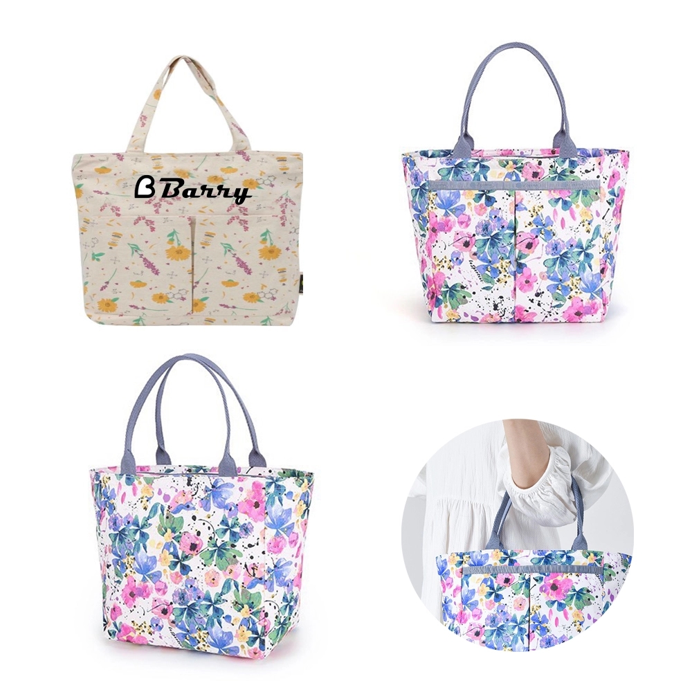Canvas Handbag With 2 Front Pockets, custom tote bag with logo imprint 4