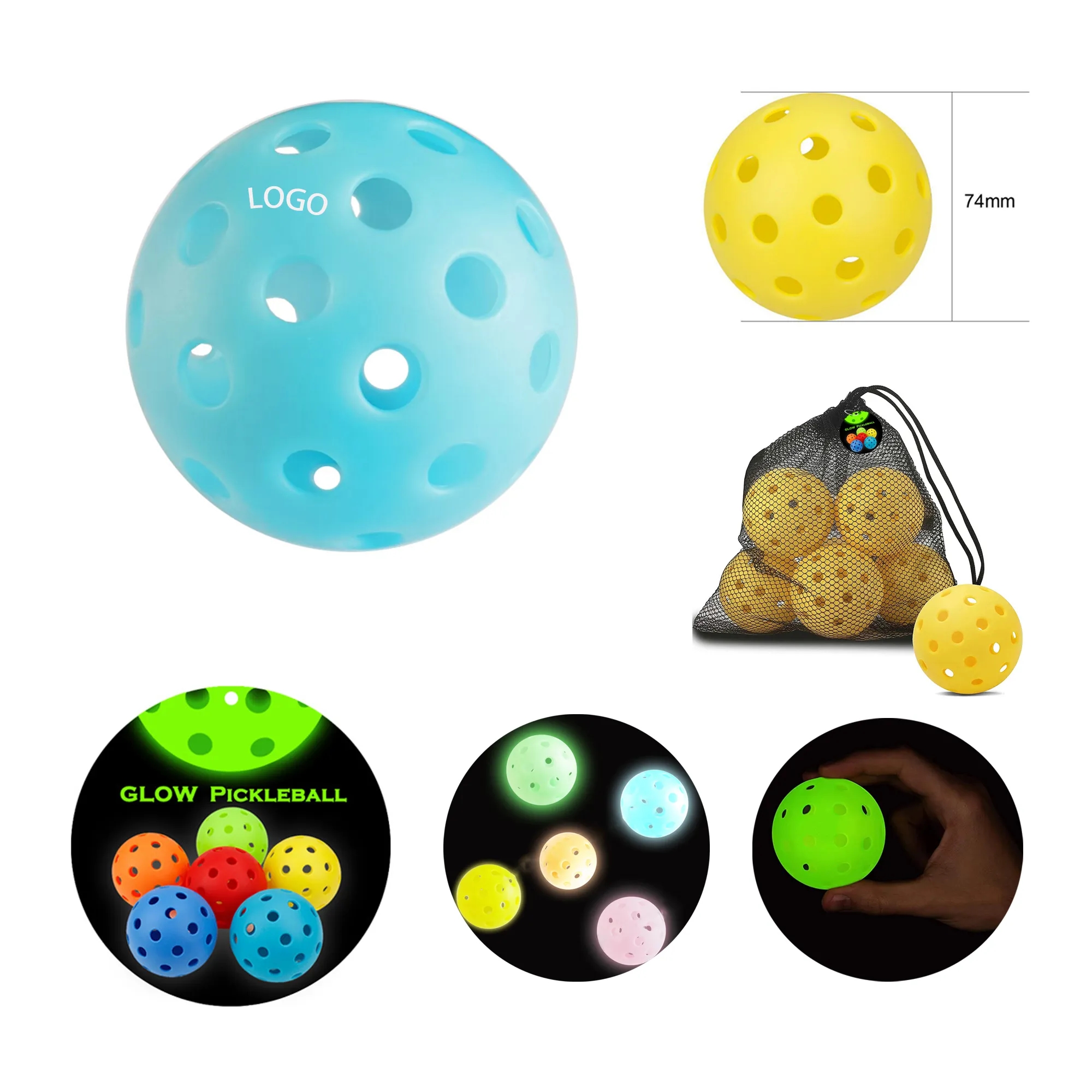 3" 40 Holes Luminous Pickleball 4