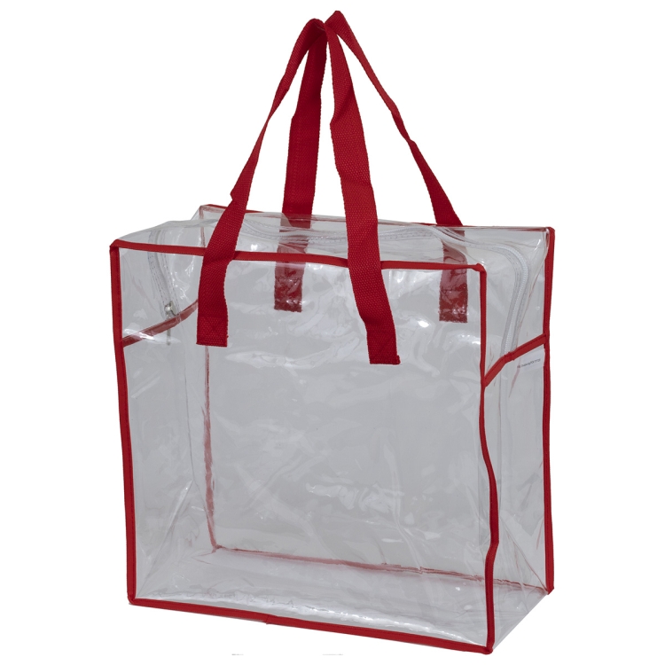 12"W x 12"H x 6"Gusset – "ARETE" Clear Vinyl Stadium Compliant Tote Bag with Zipper 20