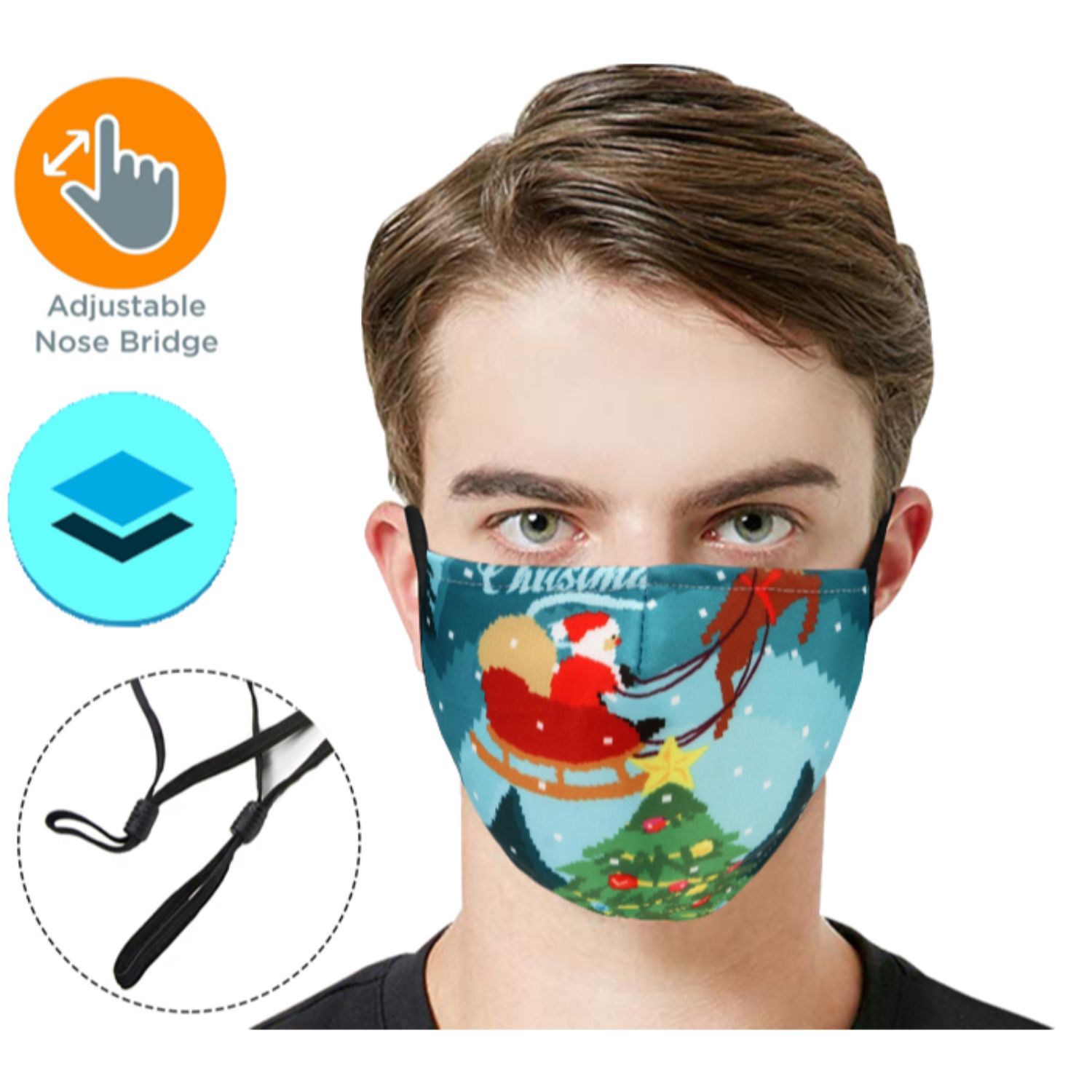 RUSH 2-Layer Face Mask w/ Full Color Logo Adjustable Masks 3