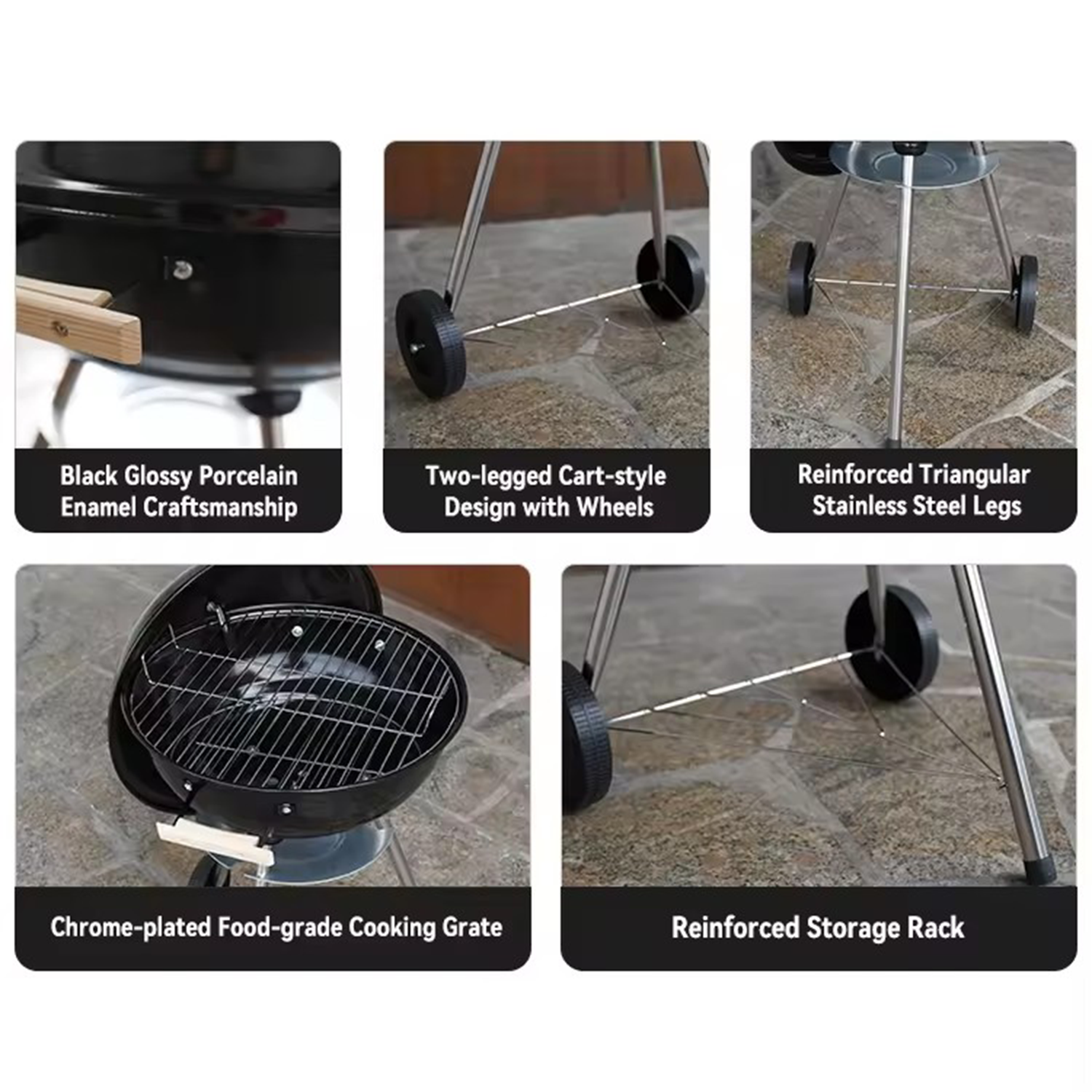 Portable Charcoal Grill with Wheels 4