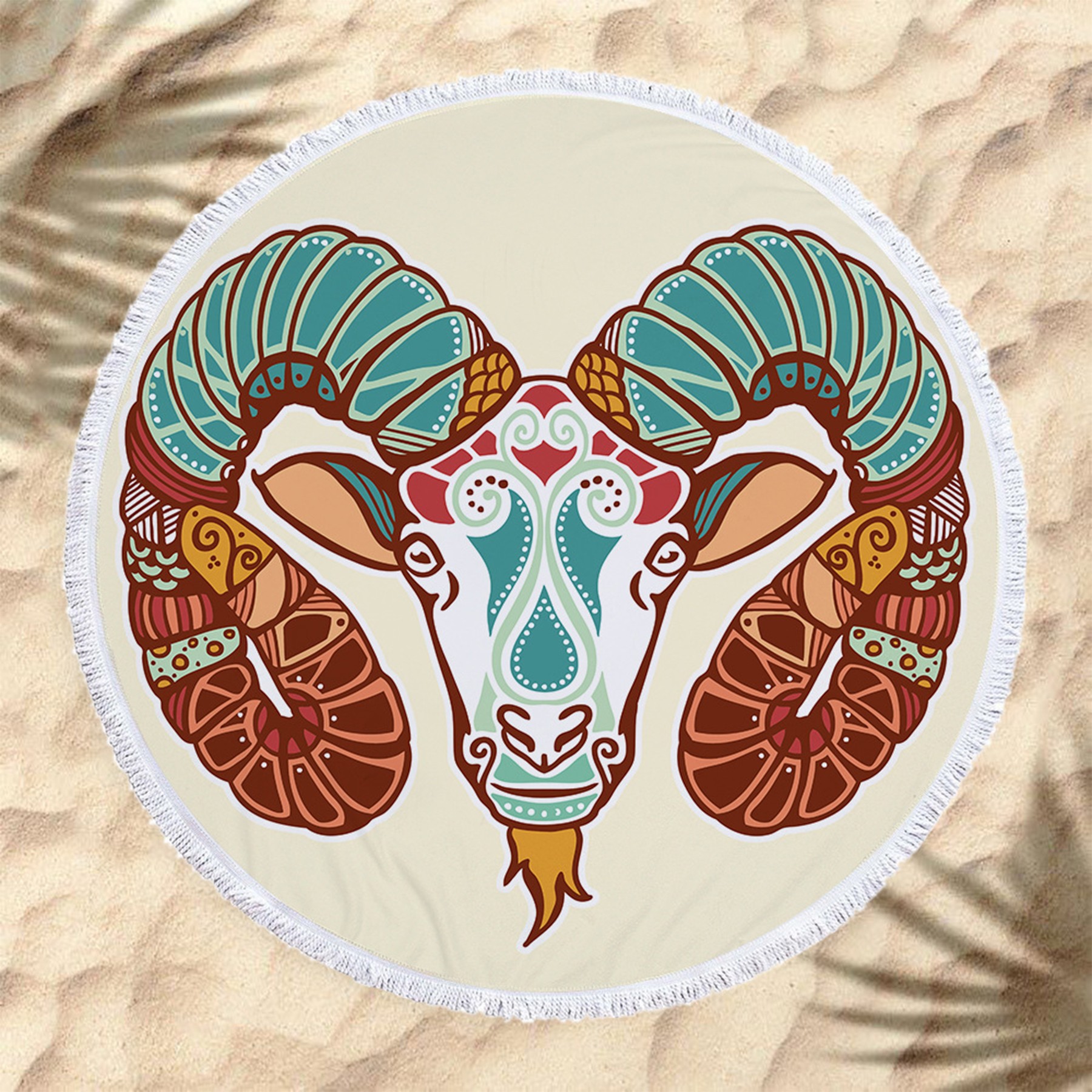 The Zodiac Printing Round Beach Towel With Tassels 2