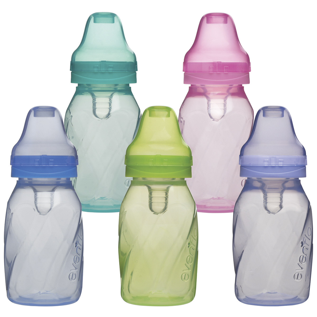 4 oz Assorted Color Evenflo Baby Bottles 4