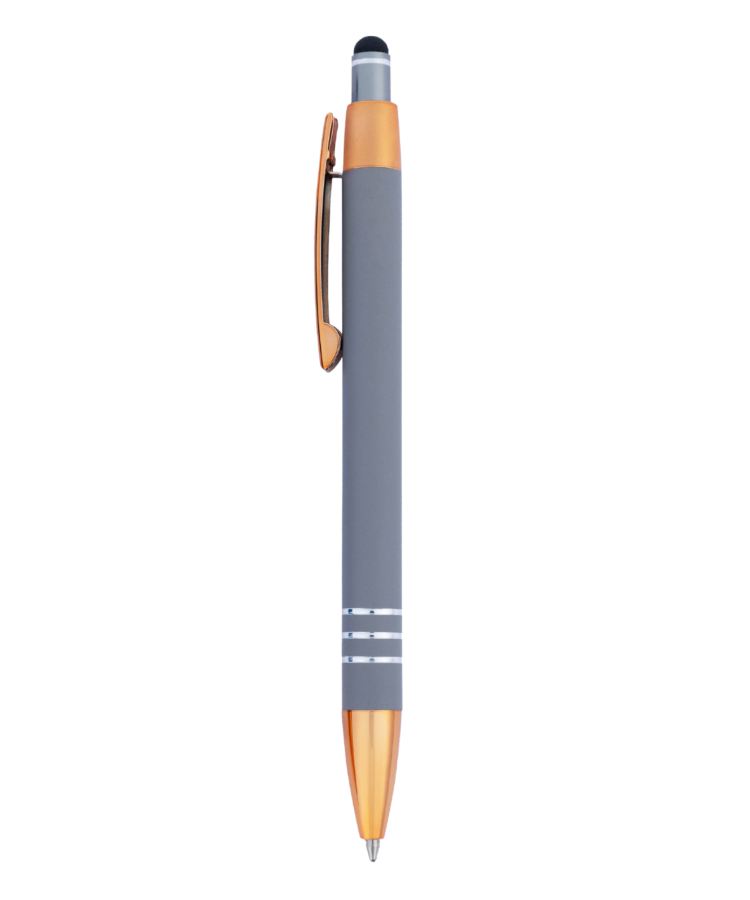 Union Printed - Stevy Stylus Soft Touch Click Metal Pen - Copper Accents 7