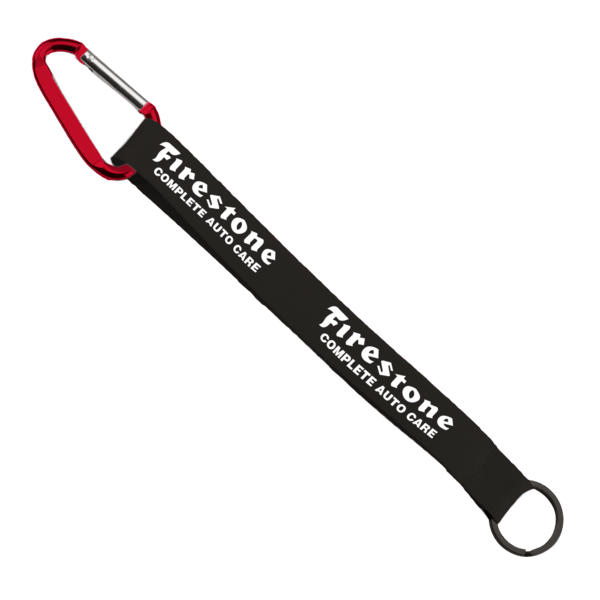 3/4" Sewn Polyester Keychain with Metal Split-Ring and Carabiner 77