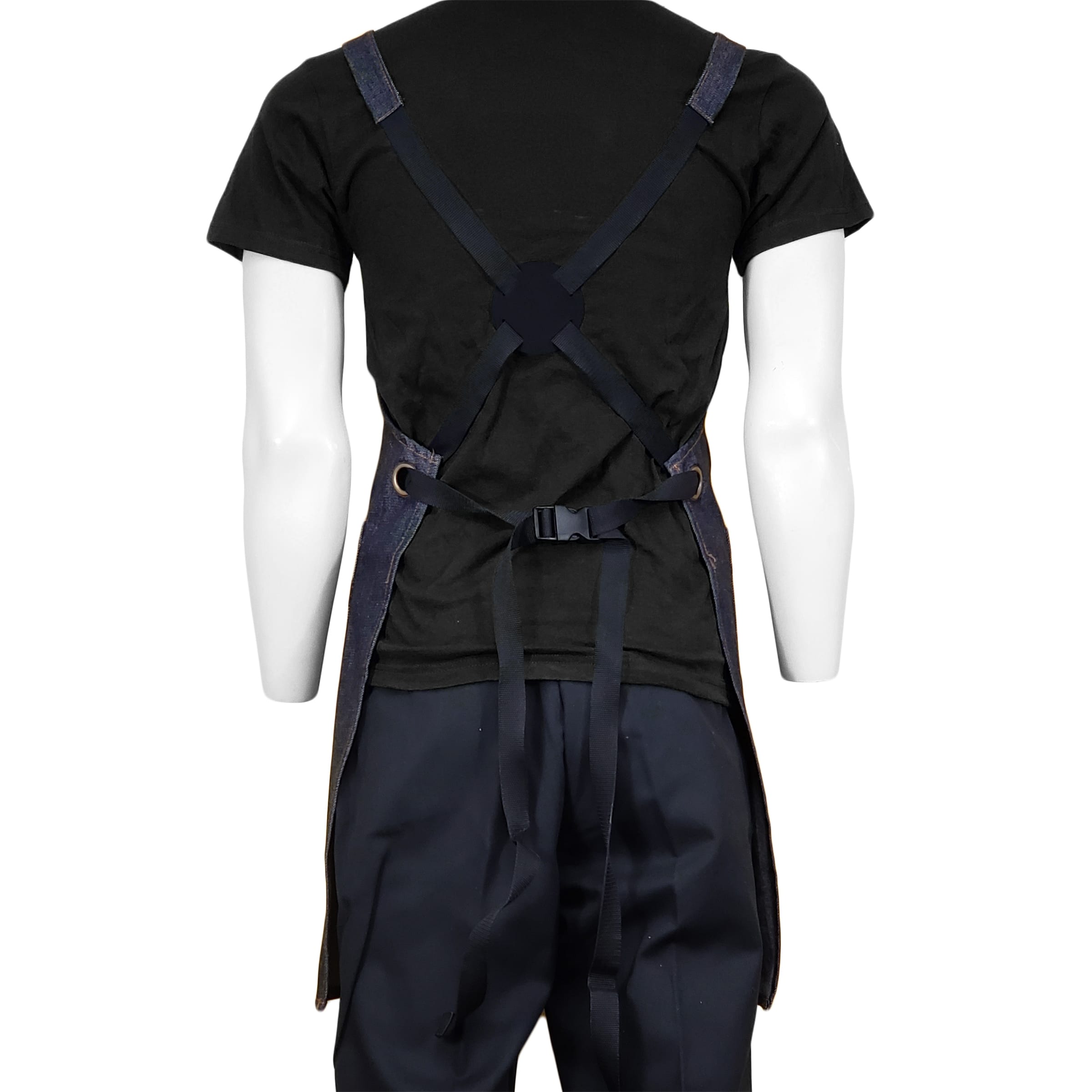 26 in. x 31 in. Denim Cross Back Apron with Pockets (BLANK) 6