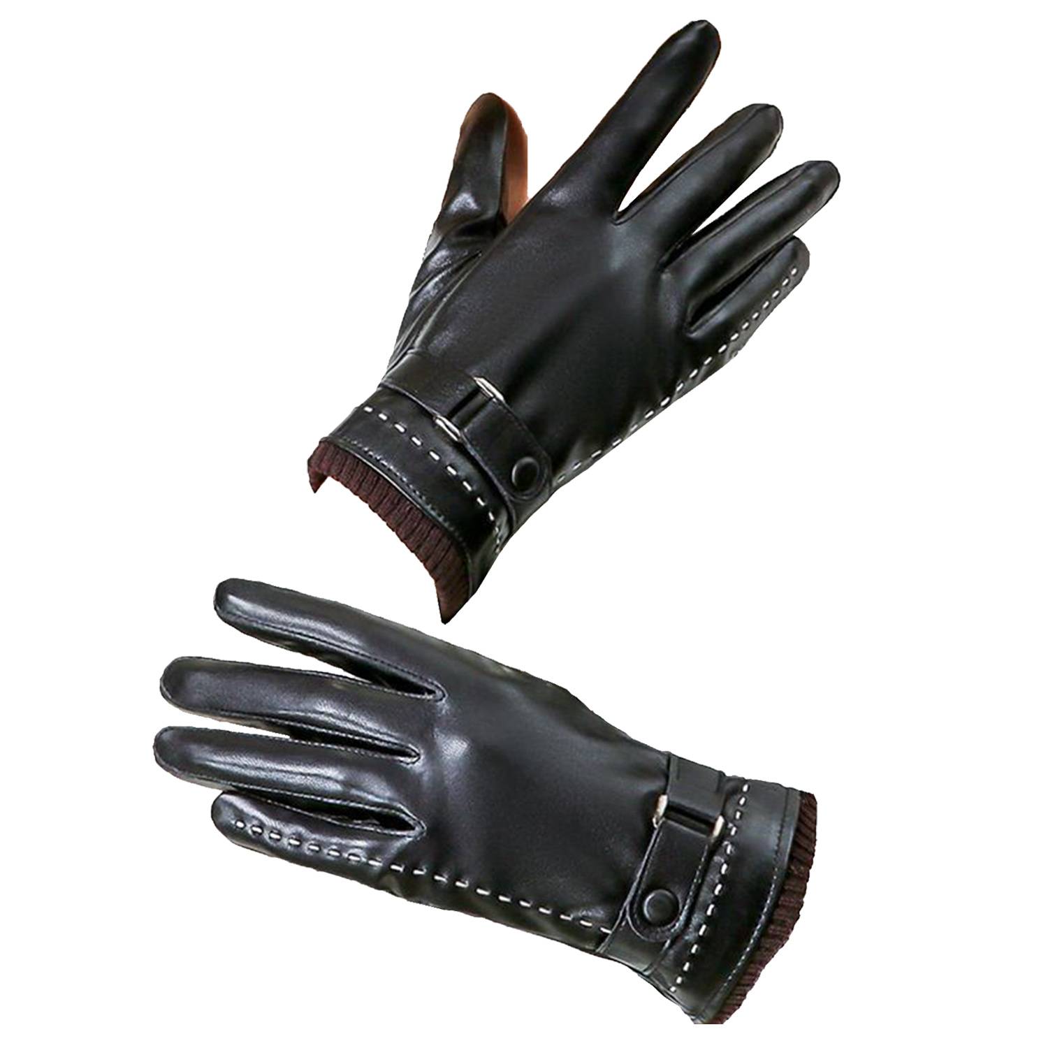 Women Touch Screen Leatherette Warm Gloves 8