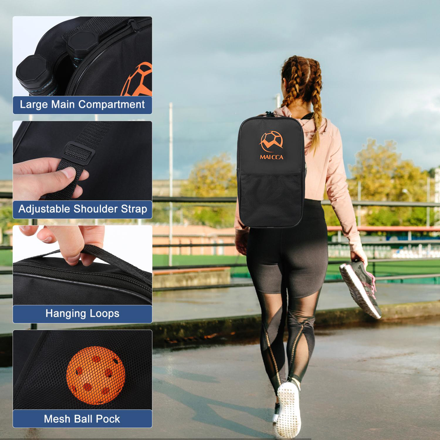 Wooden Pickleball Racket Paddle & Ball Set w/ Carrying bag 2