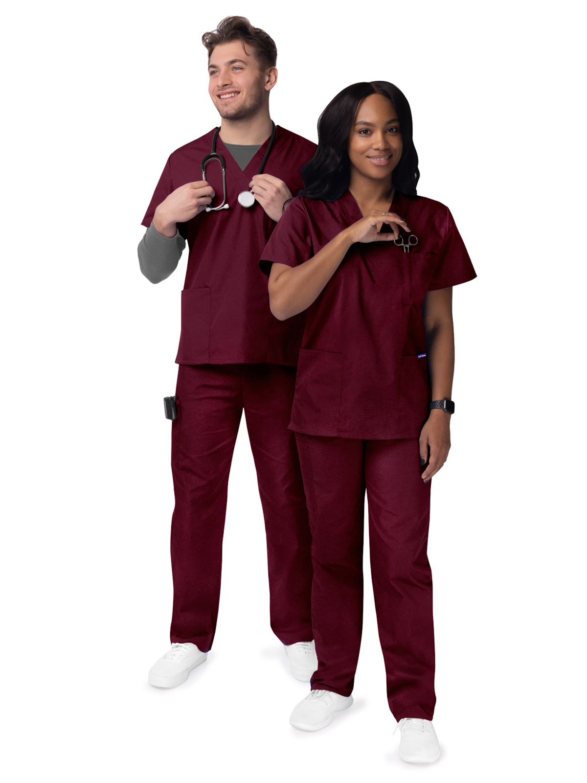 Adar - Sivvan - Unisex V-Neck Top Drawstring Pant Scrub Set 8