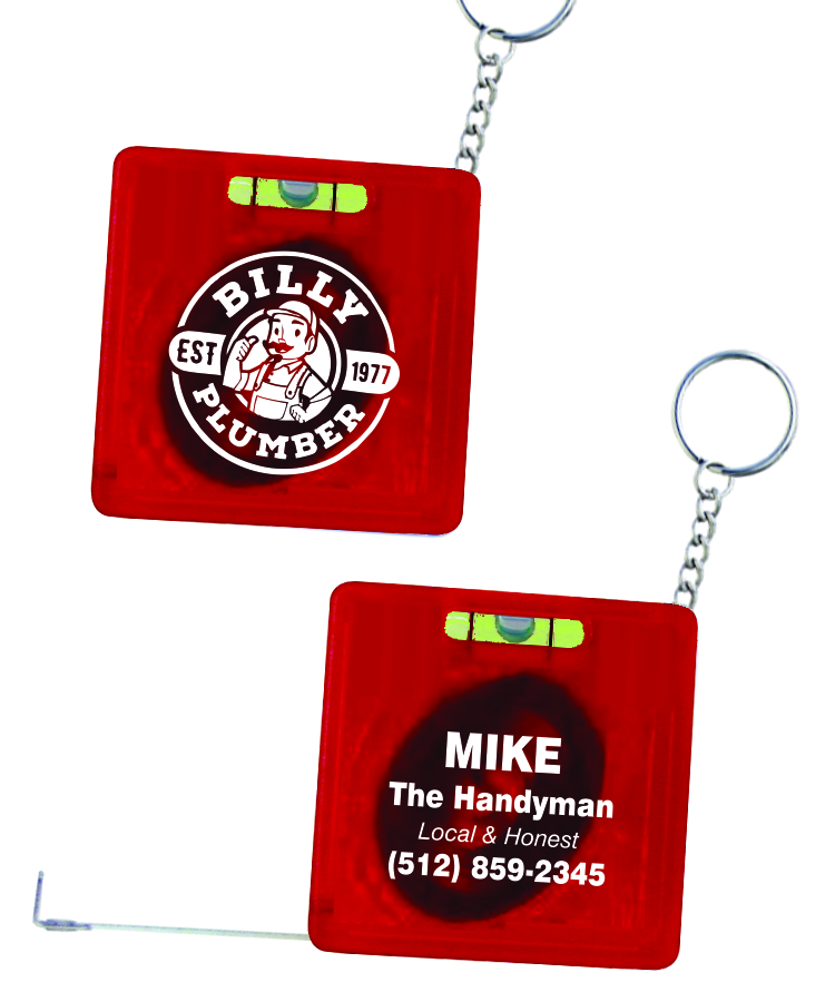 Union Printed "Square Shaped" 39' Tape Measure with Level Window and Key Tag 1