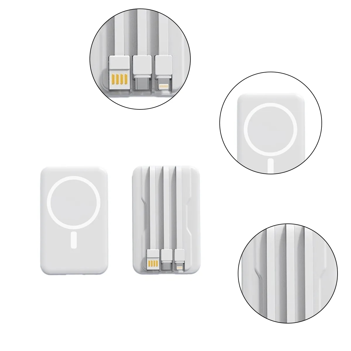 Slim Power Bank with Integrated Charging Cables 11