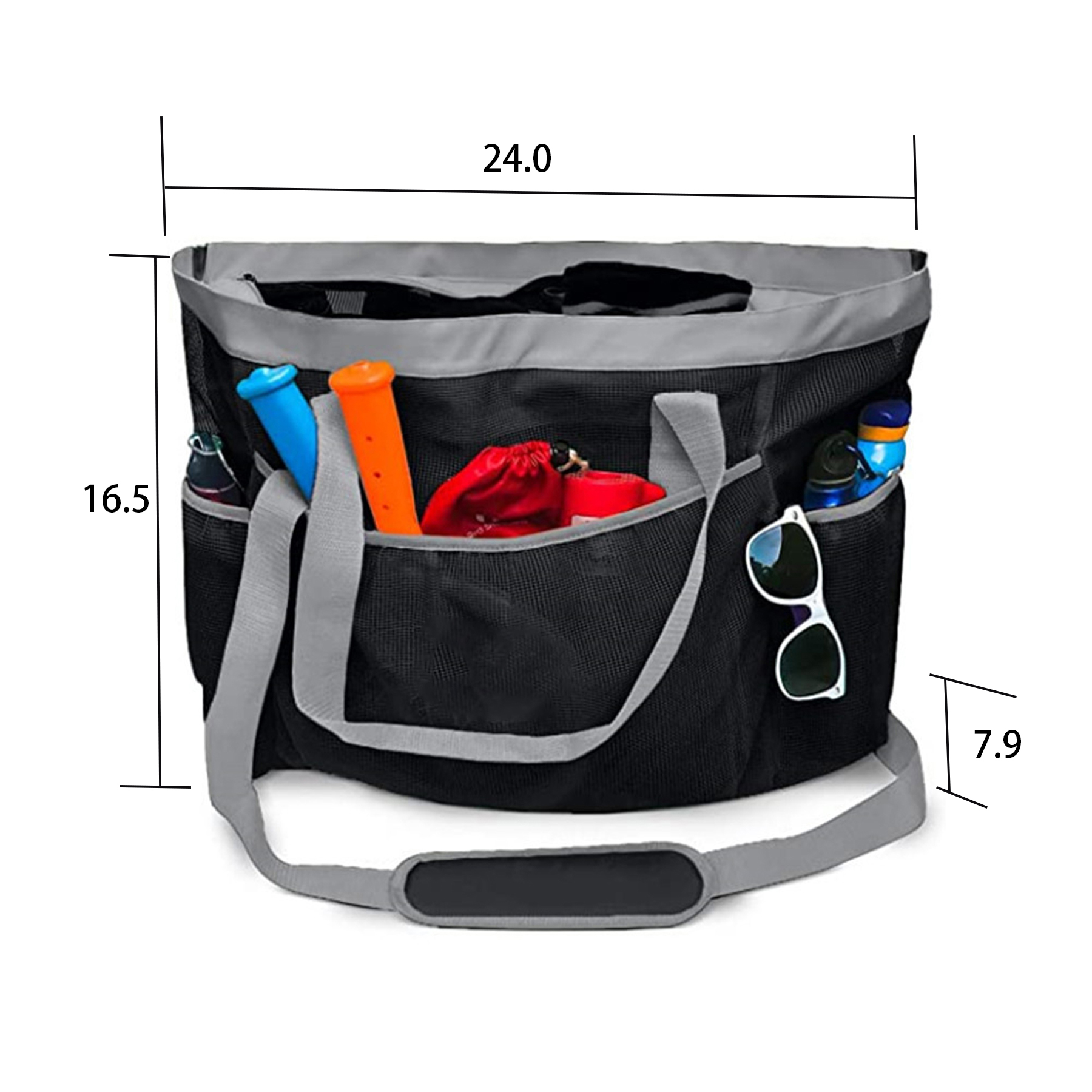 nylon Mesh Beach crossbody Bag with Zipper 8