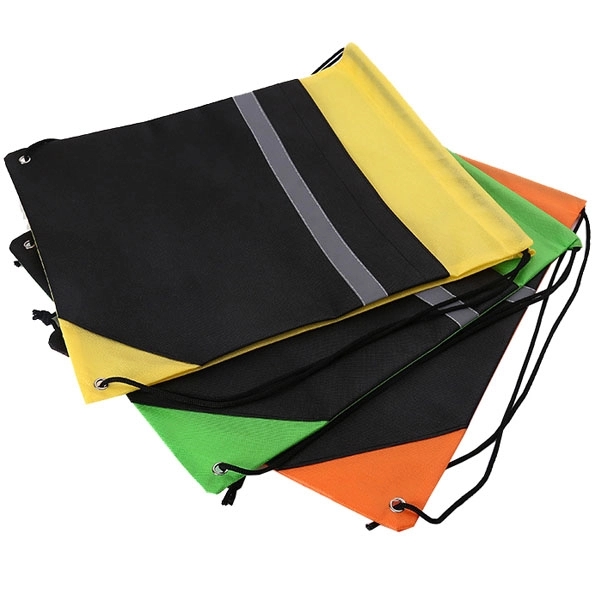 Non Woven Drawstring Bags with Reflective Stripe 2
