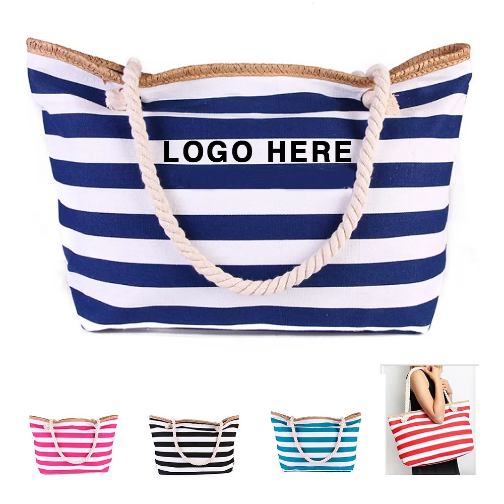 Stripe Canvas Bag, custom tote bag with logo imprint 5