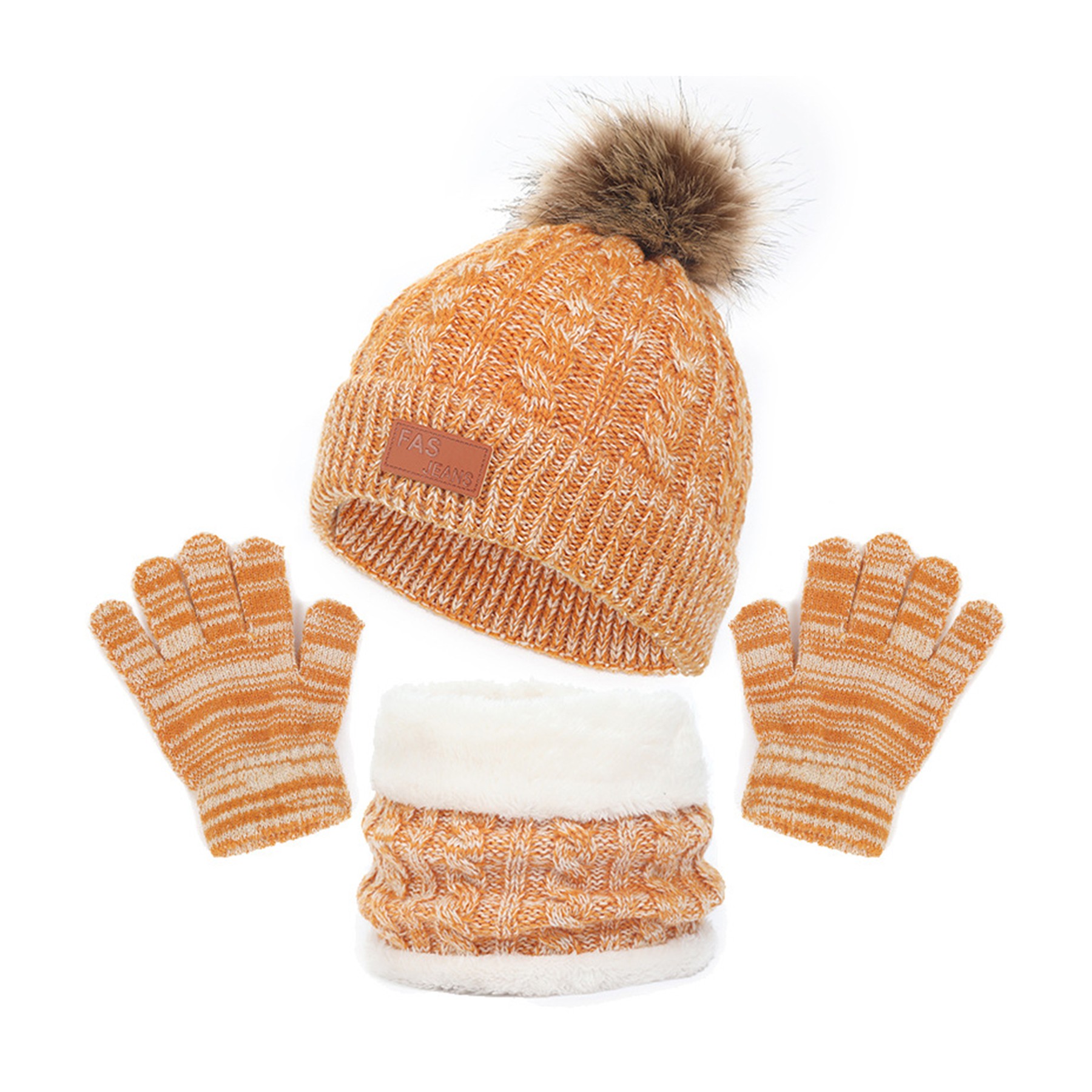 Winter Beanie Hat Scarf Gloves Set 7