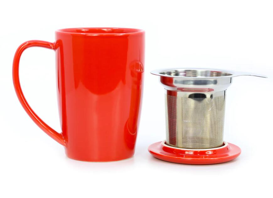 Porcelain Tea Mug with Infuser and Lid