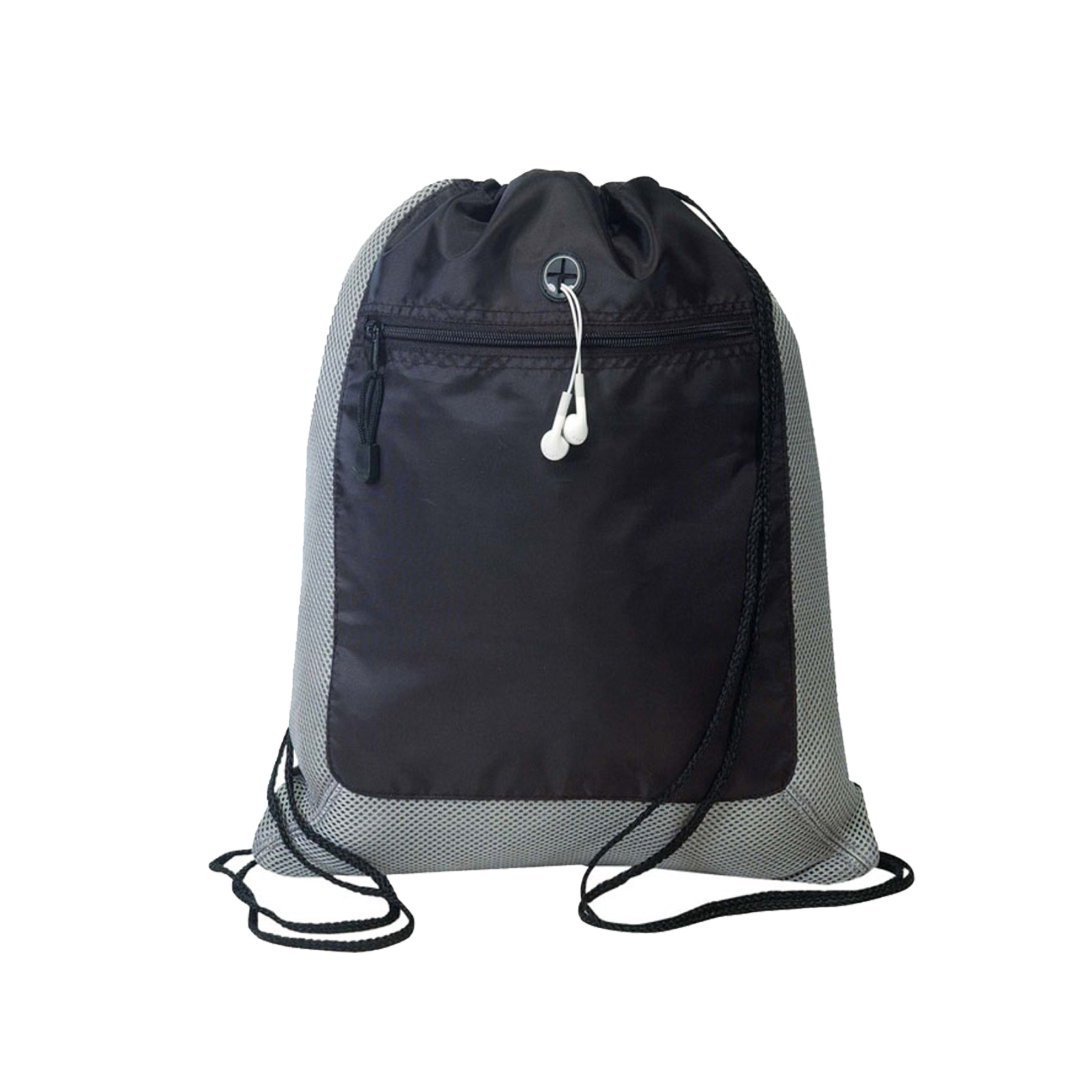 420D polyester Drawstring Tote Bag with Sandwich Mesh 2