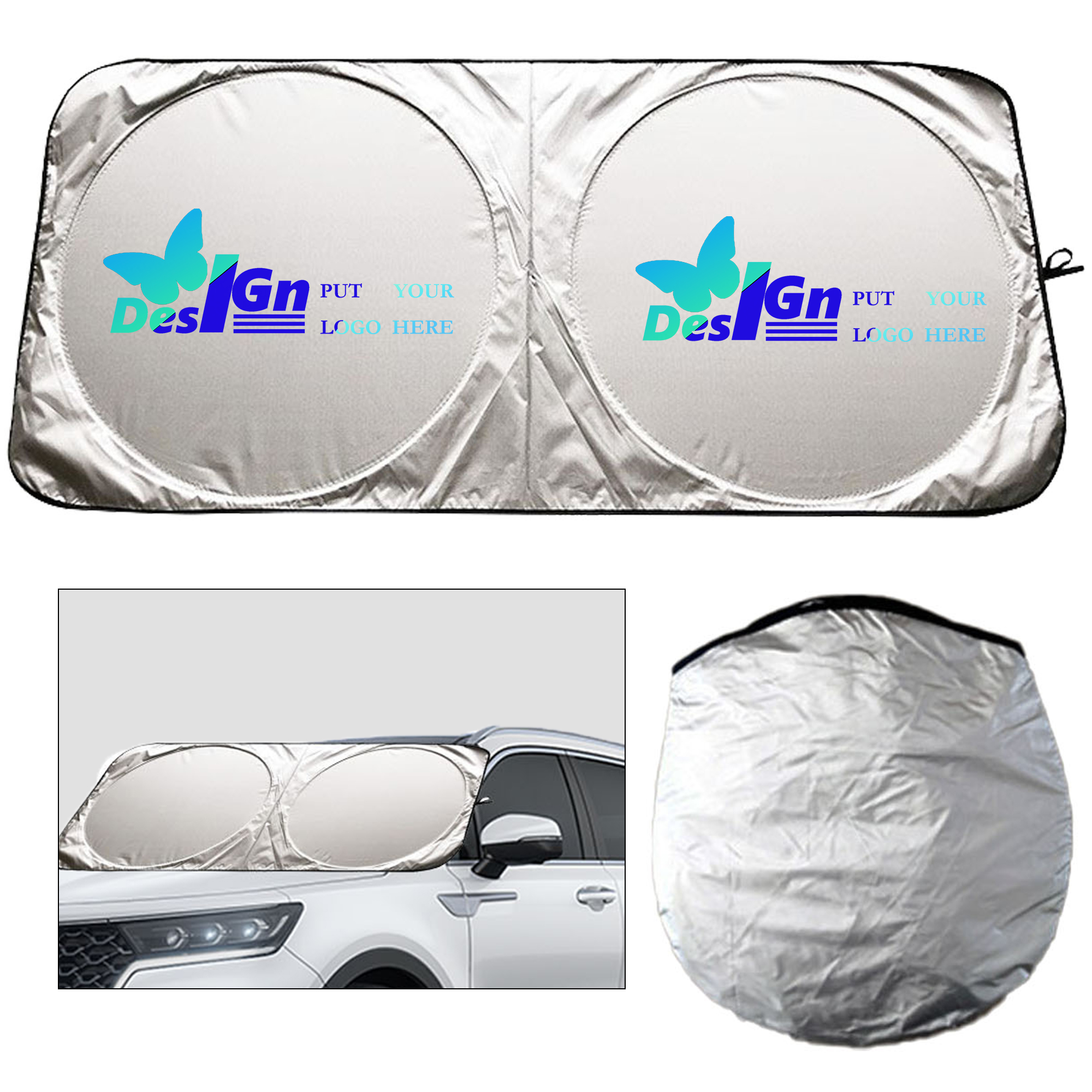 MOQ50 Full Color Double Circle Car Sunshade 2