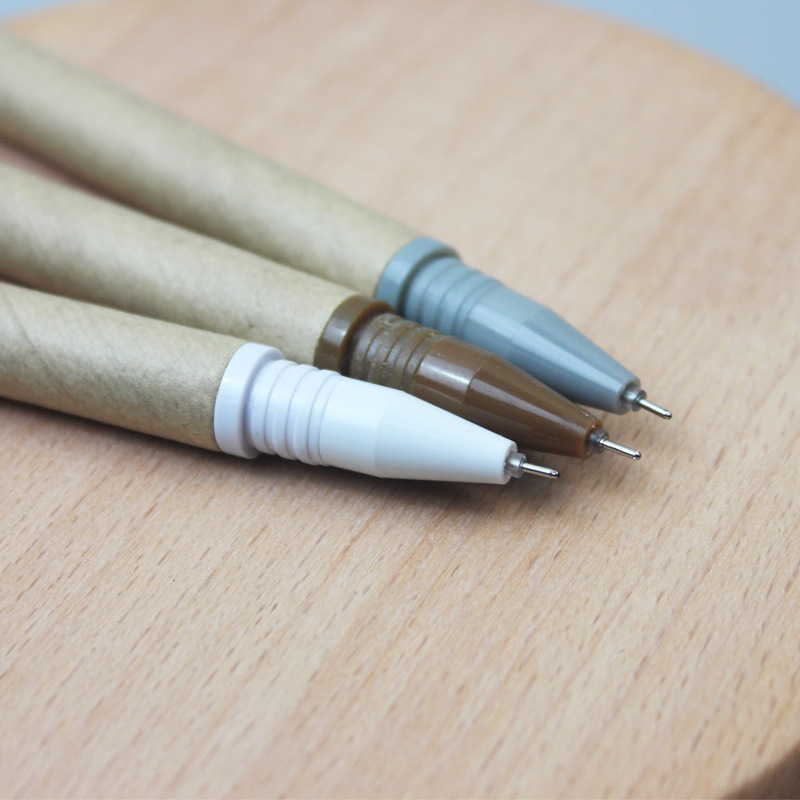 Retro Eco-friendly Kraft Paper Neutral Pen With Pen Cover For Students And Office 1